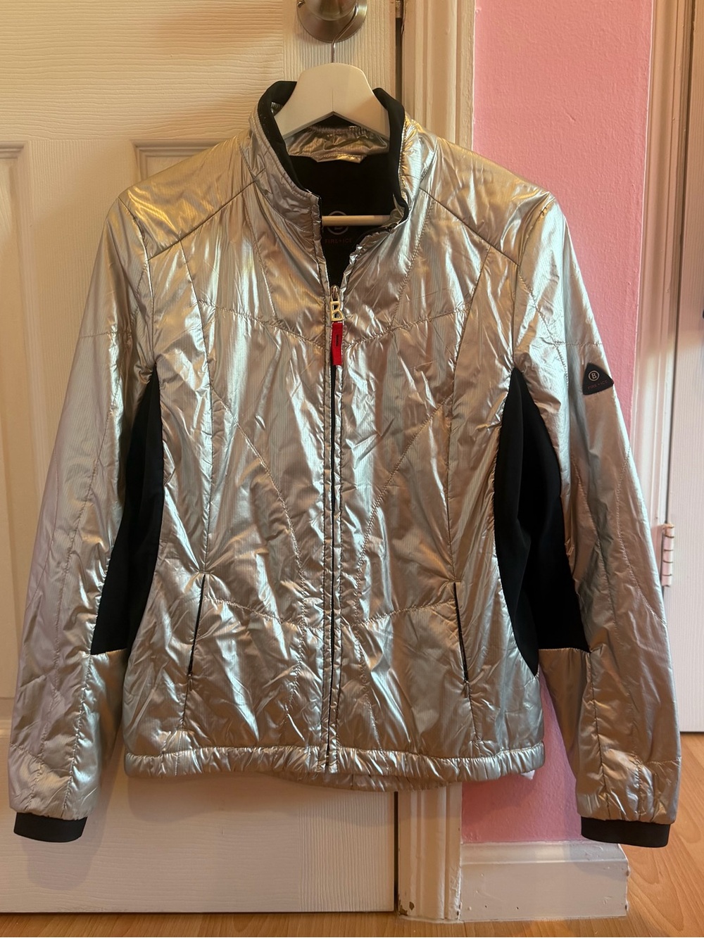 Bogner fire + ice Silver Quilted Lightweight Down Jacket with Black Panels